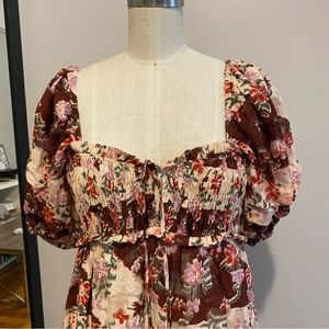 Sea New York Floral Maxi Dress - Brown and Pink